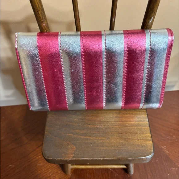 Lux de Ville Pink and Silver Striped Women's Bag - Picture 6 of 6